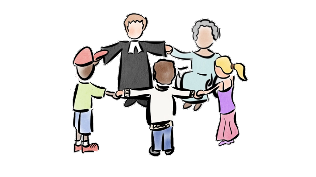 Personen bilden einen Kreis