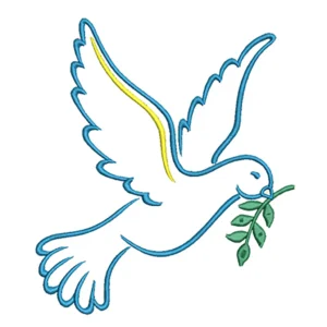 Friedenstaube in den Farben blau und gelb